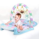 0-1歳のカーペットペダルのピアノフィットネスフレームの赤ちゃん早期教育物語のマシンの音楽照明多機能幼児教育のおもちゃ,Blue