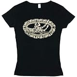 [ムームーママ] 半袖 フライス Tシャツ ホワイトジンジャー柄 黒ボディ ベージュプリント Mサイズ