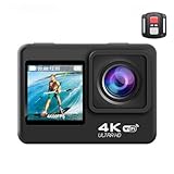 DAWAC 4K/30FPS防水アクションカメラ、2.0ズームリモートコントロールカメラ、170°の超幅角度、4Kデュアルスクリーン、サイクリングダイビング用のカメラWiFiリモコン