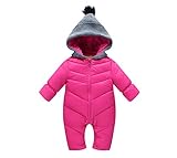 キッズ ベビー 中わた入り ロンパース 子供 服 防寒 フード付き カバーオール 赤ちゃん 前開き 秋 冬 ボディスーツ 厚手 ジャンプスーツ (ミニアウル)Miniowl ピンク M