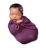 新生児の赤ちゃんかぎ針編みのニット写真の小道具の衣装衣装寝袋ぬいぐるみ毛布 (パープル)