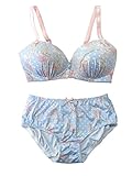マタニティフロントオープンダリアブラトップ＆ショーツ　授乳機能付 (M, サックス)