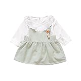 Pojour ベビー服 女の子ワンピース 春秋 子供可愛いＴシャツ＋つりワンピース キッズドレス２セット 長袖ドレス 女児プレゼント ガールズスカート お出かけ 綿 通園 通学 出産祝い