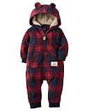カーターズ ロンパース carter's 男の子用紺x赤チェッククマ耳付きフードフリース地ジャンプスーツ (9months(67-72cm)) [並行輸入品]