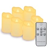 Aodoor キャンドル ライト ろうそく LED 6個＋リモコンセット 五階段調光/3つ照明モード/タイマー機能 雰囲気ライト 蝋燭 暖色光 結婚式/誕生日/クリスマス 飾りライト