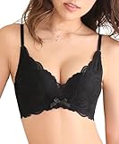 [エメフィール] ブラジャー (単品) 脇高 補整 ブラ カシュクールレース レディース / E80 ブラック 黒