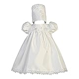 Litoベビーガールズホワイトシャンタン刺繍チュールスパンコール洗礼ガウン0 – 18 M カラー: ホワイト