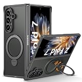 DOMAVER Samsung Galaxy Z Fold7 5G ケース 定点360°回転スタンド 縦横両対応 マグネット搭載 MagSafe対応 ストラップホール付き かっこいい サムスン ギャラクシーZフォールド7 5G用カバー 米軍MIL規格耐衝撃 耐黄変 指紋防止 Galaxy Z Fold7 5Gスマホケース 8.0インチ グレー