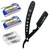 Kazakiri スターブラック 感動深剃り カミソリ 【プロ理容師が監修】 髭剃り 顔剃り 替刃40刃（20枚）付き 西洋剃刀 メンズ