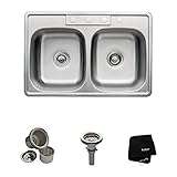 Kraus KTM33 33 inch Topmount 50/50 Double Bowl 18 gauge Stainless Steel Kitchen Sink by Kraus