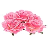 Baosity 美しい 人工ローズ 花頭 DIY ブーケ コサージュ 手首の花 衣装のインテリア ウェディング 装飾 5個 - ピンク