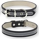 [LaLUCA GOODS] 首輪 犬 猫 革 定番 スタンダード PU レザー シンプル 反射素材 小型犬 中型犬 ドッグ 散歩 カラフル ブラック L