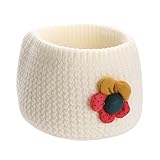 AmazingDeal マフラー 防寒 赤ちゃん 子供 男の子 女の子 ニット 温かい 花柄 可愛い ダブル (ホワイト)