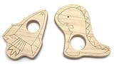 Little Saplingおもちゃ天然木製ベビーTeether Set – Science Space Rocket and Dinosaur