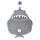 3 Sprouts Bath Toy Storage Bag, Shark, Grey [並行輸入品]