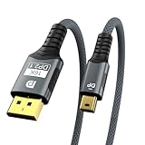 FDBRO Mini DP - DisplayPort 2.1ケーブル 16K@30Hz 8K@120Hz 4K@240Hz HDR 双方向伝送 Mini DP オス-DP 2.1 オス 変換ケーブル ラップトップ、テレビ、プロジェクター、モニターなどに対応 (DP 2.1-グレー, 2m)