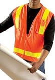 Occunomix LUX-SSLSDZ-OL Class 2 High Visibility Premium Solid/Mesh Gloss Vest, Large, Orange by Occu