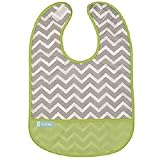 クーシーズ/Kushies ウォータープルーフ クリーンビブ (シェブロングリーン) 1-2才 お食事ビブ スタイ エプロン