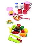 [リトルトレジャー]Little Treasures 2 in 1 mini food meal serving set for kids 3+ Invite early dramatic play,
