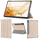 wisers Galaxy Tab S8+ plus 専用タブレットケース (ゴールド) 12.4インチ 対応 (保護フィルム 付き/スリムタイプ) タブレットカバー 2023 新型