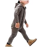 Nicellyer 赤ちゃんの男の子の女の子ロングスリーブジップアップコットンパンツズボンロンパース Grey 70