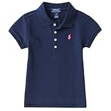 ポロ ラルフローレン ポロシャツ キッズ 女の子 ガールズ 半袖 白 無地 （サイズ:5、カラー：French navy） Polo Ralph Lauren [並行輸入品]