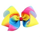 Floral Fall Rainbow Ribbon Boutique Hair Bows Clips For Baby Girls Teens Toddlers By-15 (5.9'') [並行輸