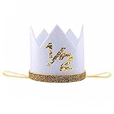 バースデークラウン 可愛いプリンセス　誕生日のミニ王冠 ハーフバースデー 1/2 シール付け　撮影　記念写真　お宮参り 結婚式 プレゼント 100日祝い　ゴムバンド　ホワイト/白い