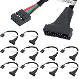 Xiatiaosann 20ピンUSB 3.0-9ピンUSB 2.0変換ケーブルマザーボードアダプター、19ピンUSB3.0オスコネクタから9ピンUSB2.0メス メインボードUSB 2.0 9ピンポート用、8本セット