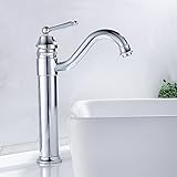 Wellbeingjp 洗面用水栓 シングル 混合水栓 手洗いボウル用 立水栓 洗面台 蛇口 混合水栓 シングルレバー 洗面台 水栓