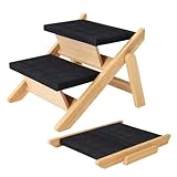 ペット階段 犬用ステップ 犬用階段 犬 スロープ 天然木材製 折りたたみ 角度調整可能 滑り止めマット付き 犬用踏み台 小型犬 中型犬 高齢犬用 収納便利 (5階)