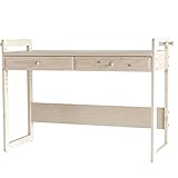 ライフスタイリングショップ 学習机 木製 デスク 天然木 オフホワイト 高さ調整 幅110cm AN-193OWH