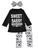 EGELEXY幼児用子供用女の子用ドレス服装Tシャツトップス+パンツ服セット US サイズ: 3-4Years カラー: ブラック