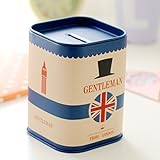 NUOLUX子供MoneyboxスタイリッシュTinplate貯金箱ストレージボックス 7 * 7 * 10.5cm NK4Y104126LJHR05004