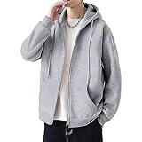 [Yeecan] パーカー メンズ スウェットシャツ メンズ パーカー 長袖 秋服 ゆったり フード付 かっこいい ジップアップコート カーディガン メンズ 大きいサイズ プラスベルベット 春服 秋服 冬服-hui-L