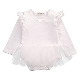 ベビー　子供服　女の子　カバーオール　レース飛び袖　無地　ロンパース　スカート　チュールスカート　超柔らかい　可愛い　赤ちゃん　新生児　出産祝い　普段着　0～24ヶ月 (70, ホワイト)