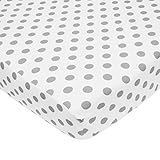 TL Care 100% Cotton Percale Fitted Crib Sheet, White with Gray Dot by TL Care