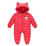Sanke ベビー ダウンロンパース キッズ フリース ジャンプスーツ ウンコート 防寒 保温 カバーオール 赤ちゃん 可愛い 爬行服 フード付き 手袋付き アウターウェア 幼児用 80CM 90CM