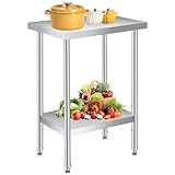 ガービー（Garvee） ステンレス作業台 業務用 W60×D36×H89 cm 調理台 2段 耐食性 ステンレステーブ ステンレス調理台 棚板高さ調整可能 防錆 キッチン 飲食店 家庭用