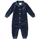 ポロ ラルフ ローレン　ベロアカバーオール　長袖　ロンパース　男の子　【320617213004】Polo Ralph Lauren　（サイズ：9m、カラー：Spring navy heather） 