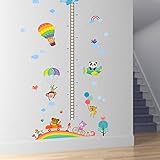 Dragon Honor ウォールステッカー 子供身長計 可愛い動物 レインボー 雲 熱気球 DIY 子供部屋 幼稚園 保育園 身長ステッカー おしゃれ インテリア雑貨 飾り 壁紙シール タイルシール