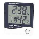 uxceII　デジタル温湿度計　液晶大画面表示　温度湿度時刻表示　置き掛け壁掛け兼用　HTC-1