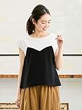 ANGELIEBE エンジェリーベ マタニティ 授乳口付き フェイク ビスチェ プルオーバー 授乳服 産前 産後 半袖 tシャツ M～L ブラック 22430 22430102