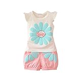 Cutelove ベビー服　スーツ　二点セット　タンクトップ　ショートパンツ　太陽柄　コットン　女の子　夏　普段着　可愛い