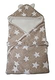 Schlegel おくるみ クマ ベビー 新生児 フリース 生地 あったか ふわふわ ブランケット 星柄 出産祝い 秋 冬 (星柄ブラウン)
