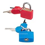 Baosity 全2色　南京錠（2個）　スーツケース　荷物　バック　ロッカー　セキュリティ　旅行用　鍵付き - 赤＋青