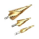 3個入りセット HSSステップコーンチタンドリルビット チタンコーティング ツール 木工用 ホールカッター キット4-12mm / 4-20mm / 4-32mm