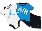 (JORDAN)ジョーダン ベビー ロンパース＆パンツ 3点セット (3-6M(3～6ヶ月 65cm-70cm), 白ターコイズブルー紺) [並行輸入品]