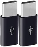 USB MicroB TYPE-C変換アダプター マイクロB タイプc 対応 USB-C 変換アダプタ Android iPhone15/16対応 スマホ タブレット 最大2A出力 (ブラック, 2個)