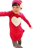 BOBORA 春夏 キッズ ベビー ラブプリントシャツ（レッド、ピンク）　女の子　中長め　可愛い風　二点セット　ヘッドバンド付き